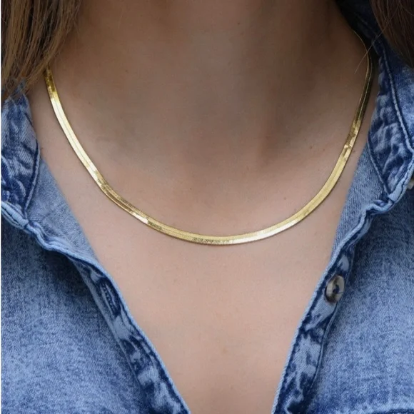 24k gold plated herringbone layering necklace authentic, Brand NEW! trending 22’ - Picture 9 of 14